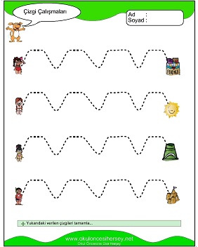 okul öncesi çizgi çalışma sayfaları